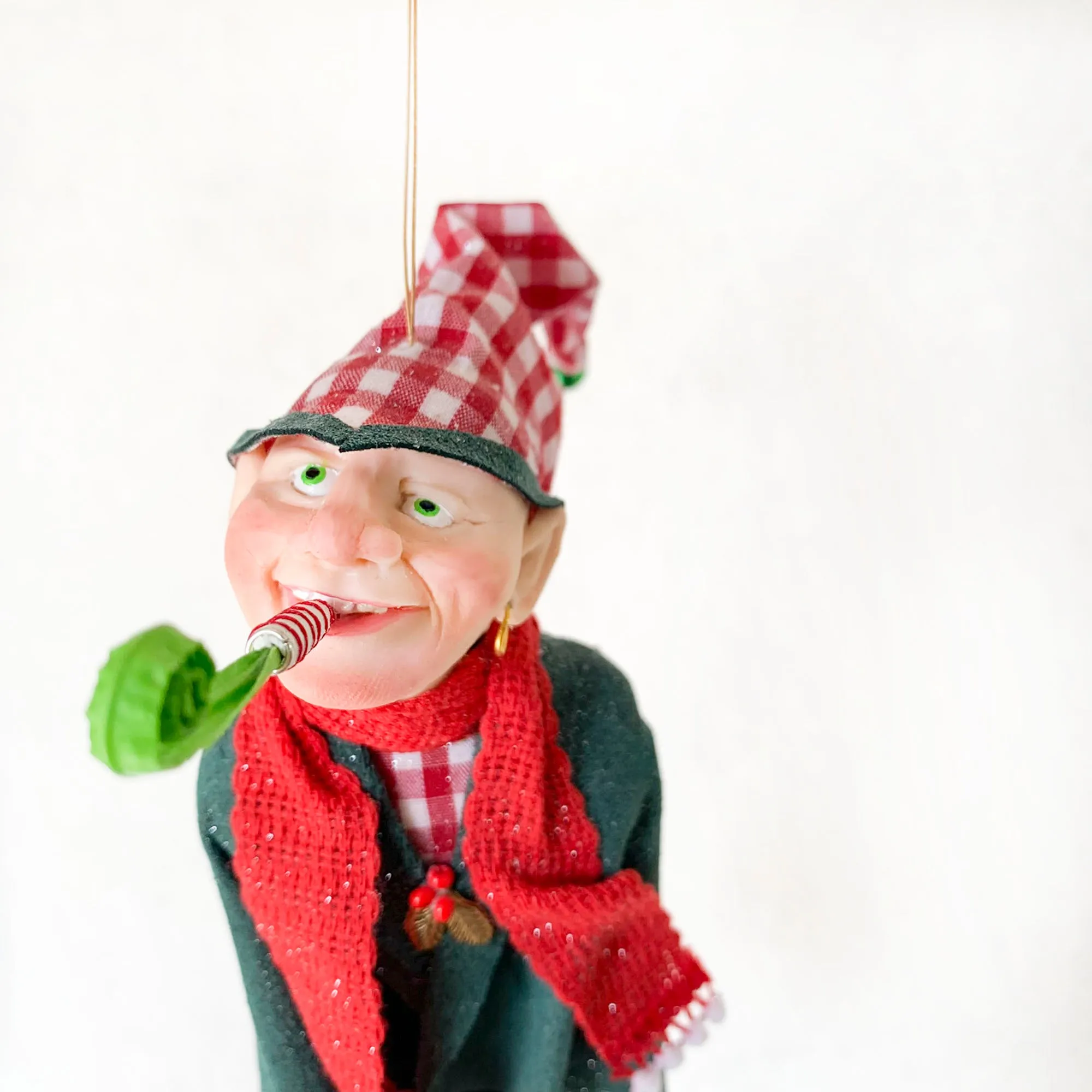 Santa's Workshop - Festive Elf with whistle - Christmas ornament