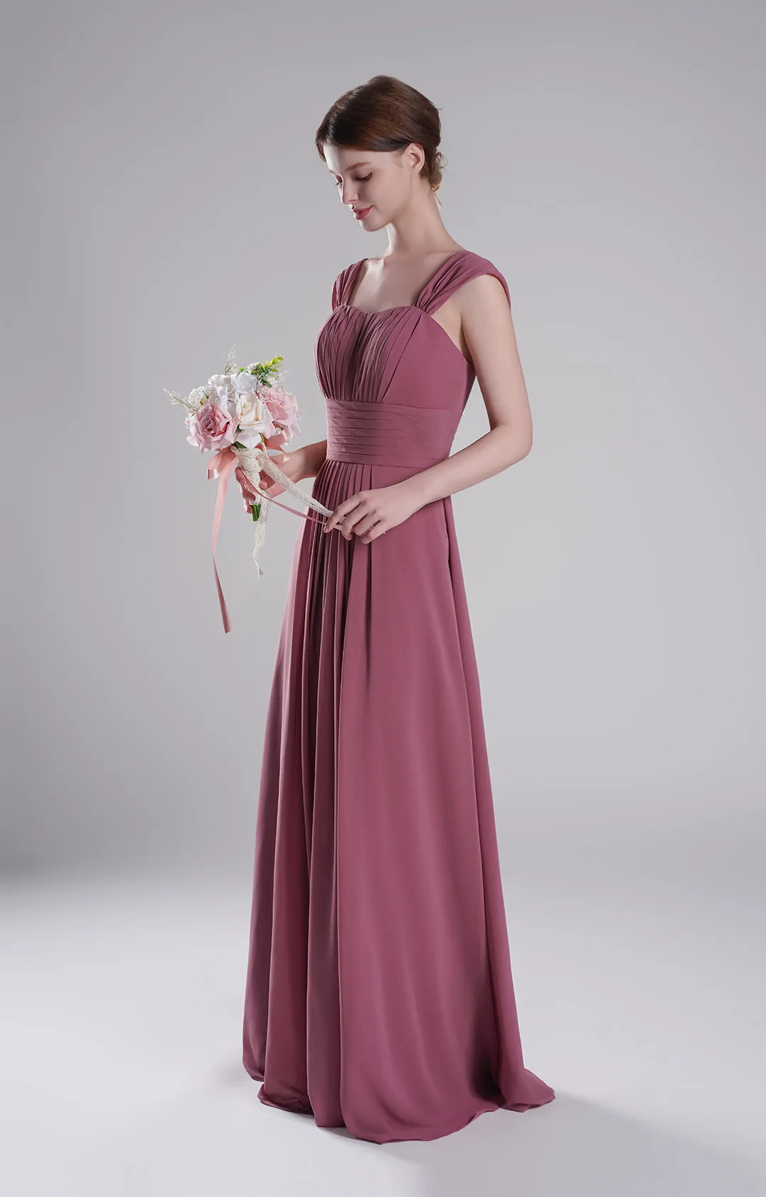 Sculpted Shoulders Pleated High Waist Dresses