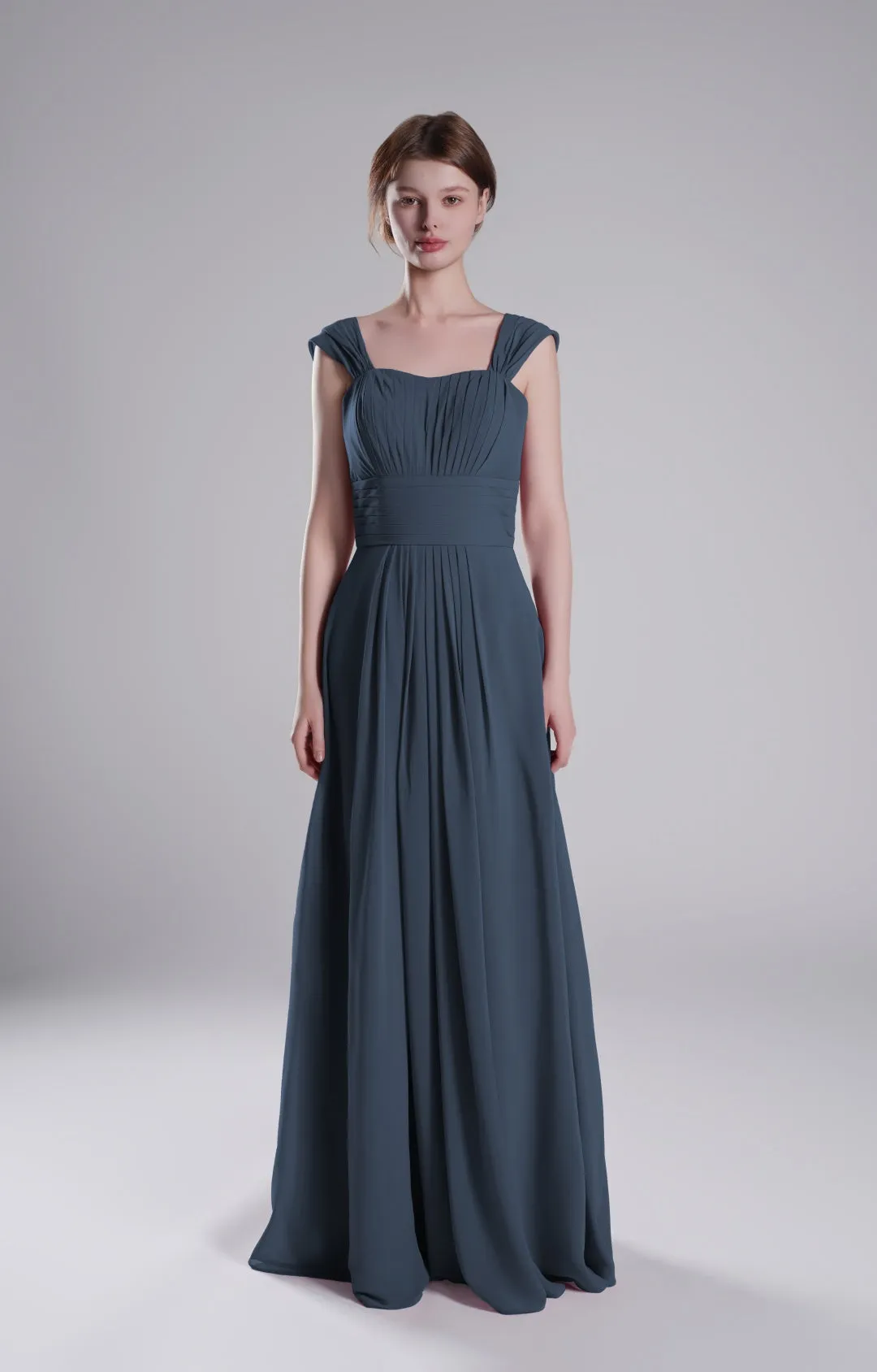 Sculpted Shoulders Pleated High Waist Dresses