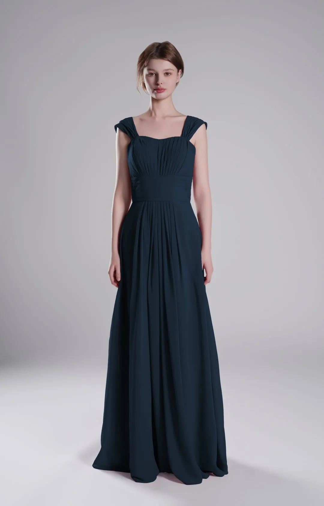 Sculpted Shoulders Pleated High Waist Dresses