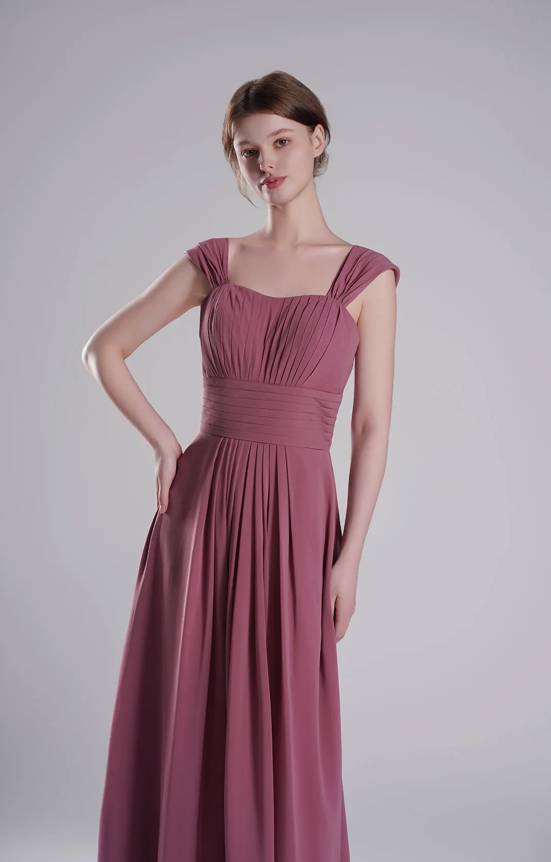 Sculpted Shoulders Pleated High Waist Dresses