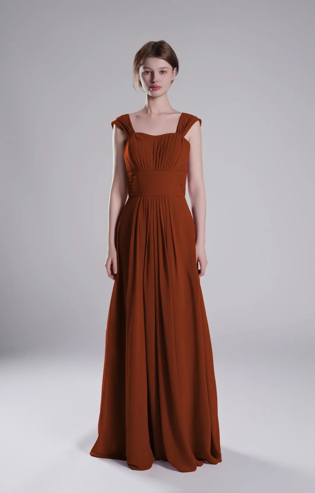 Sculpted Shoulders Pleated High Waist Dresses