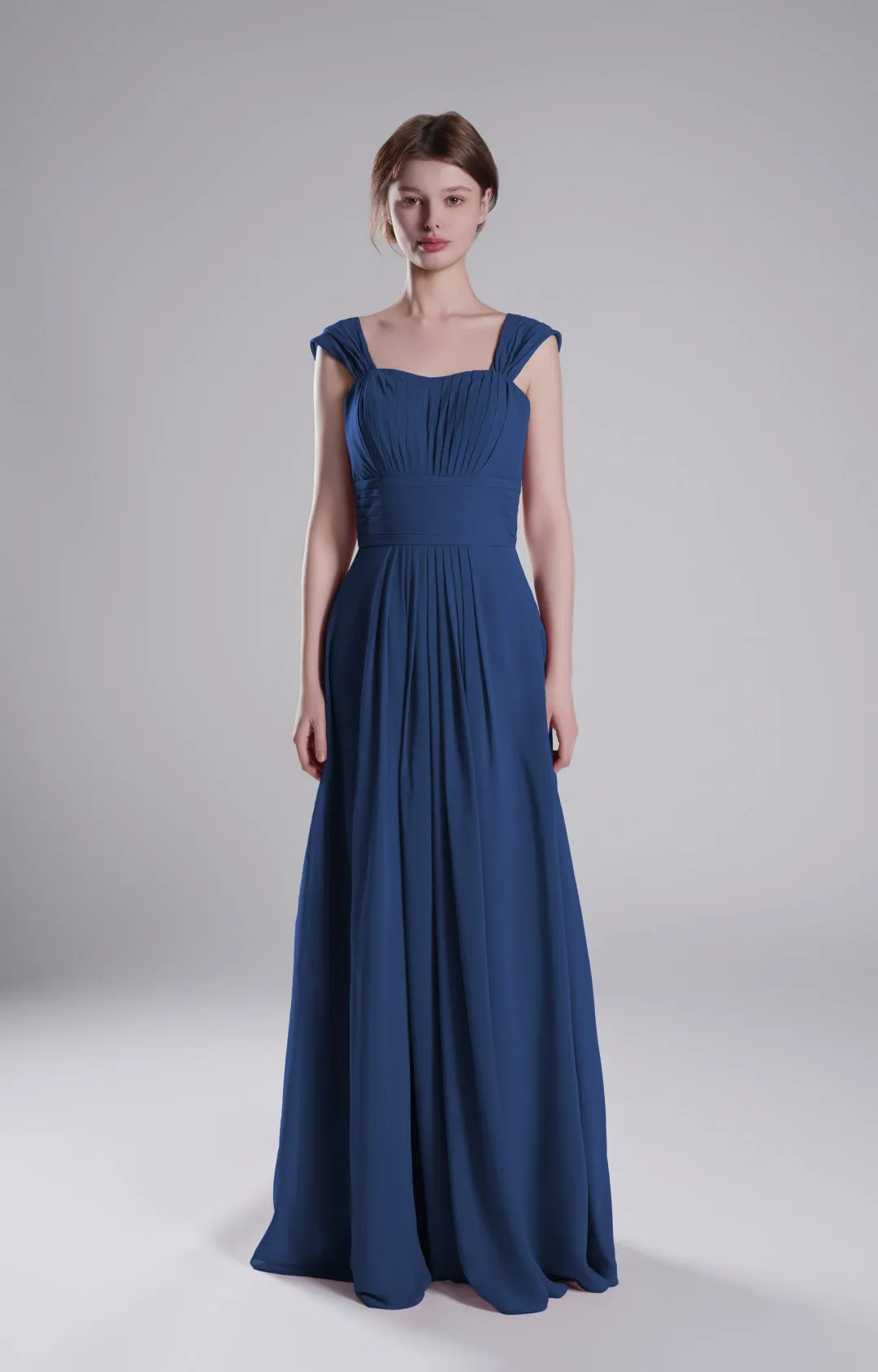 Sculpted Shoulders Pleated High Waist Dresses
