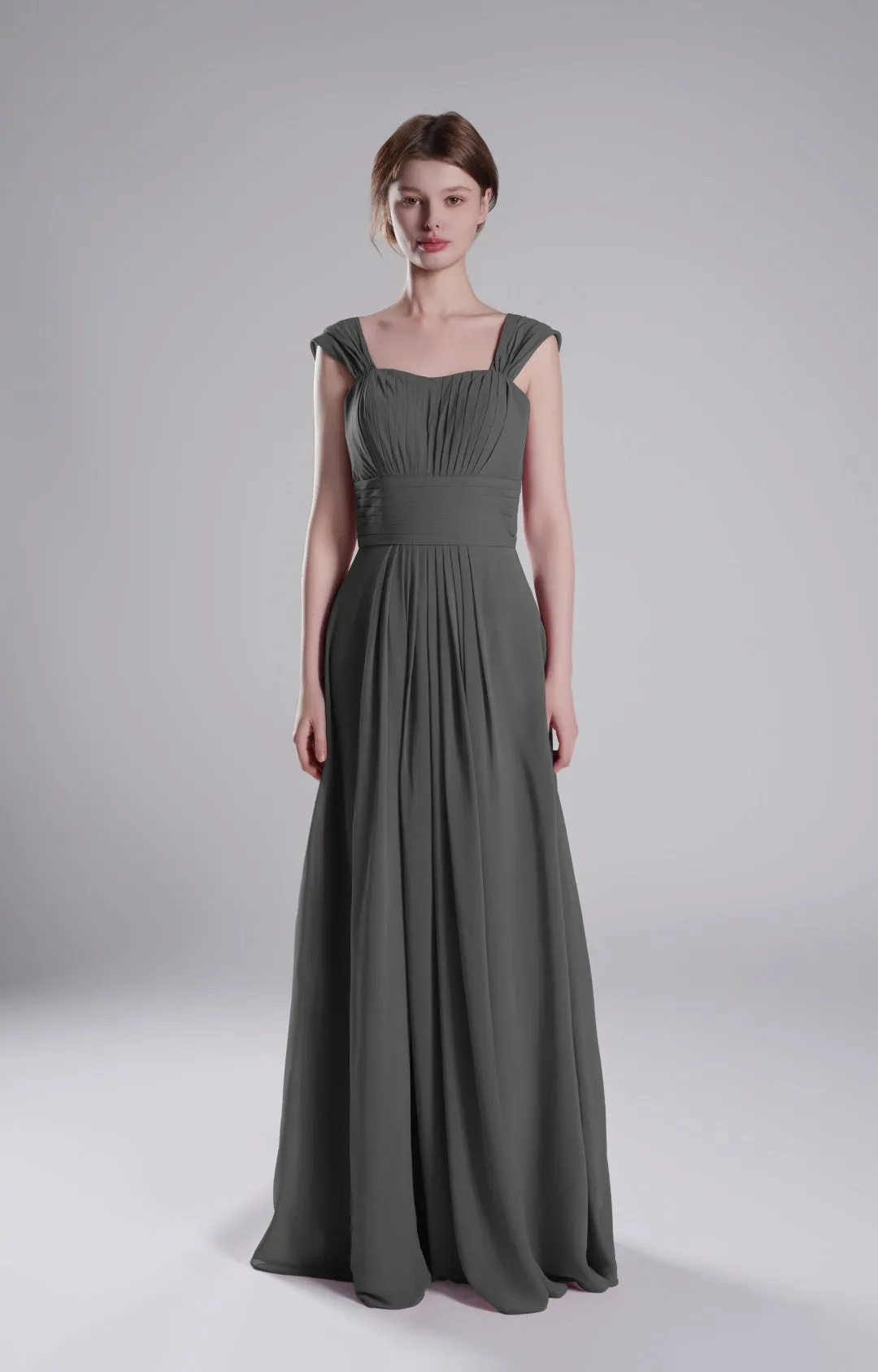 Sculpted Shoulders Pleated High Waist Dresses