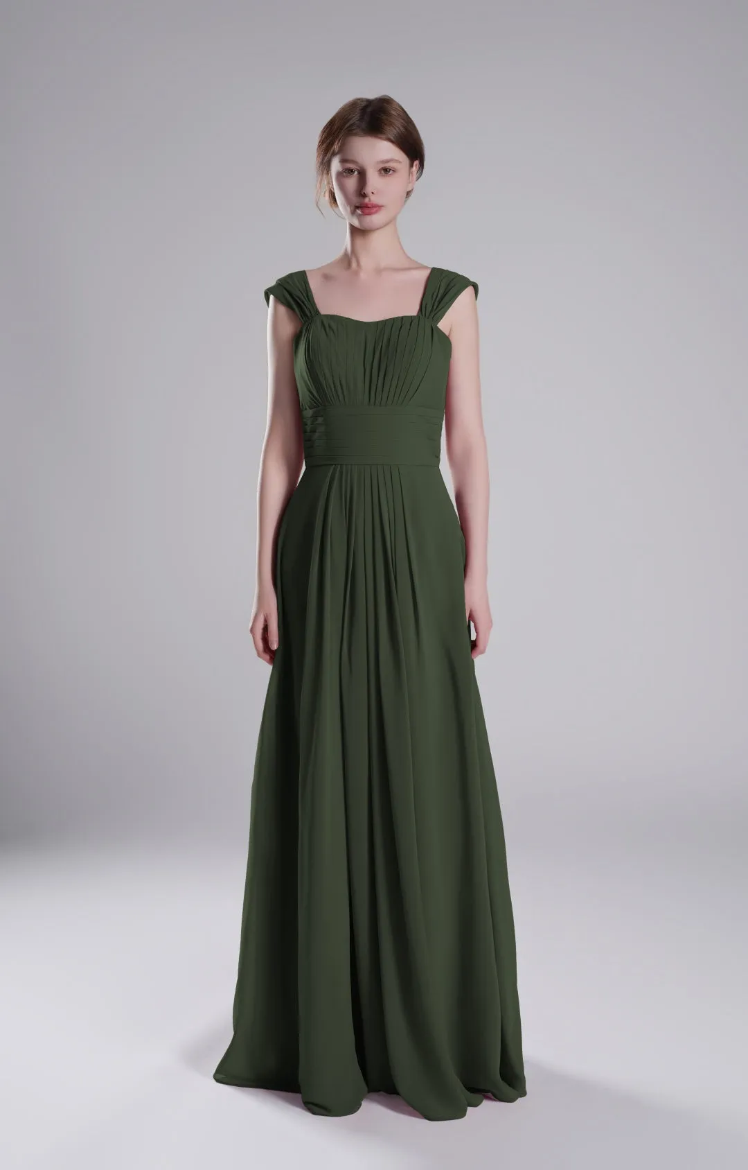 Sculpted Shoulders Pleated High Waist Dresses