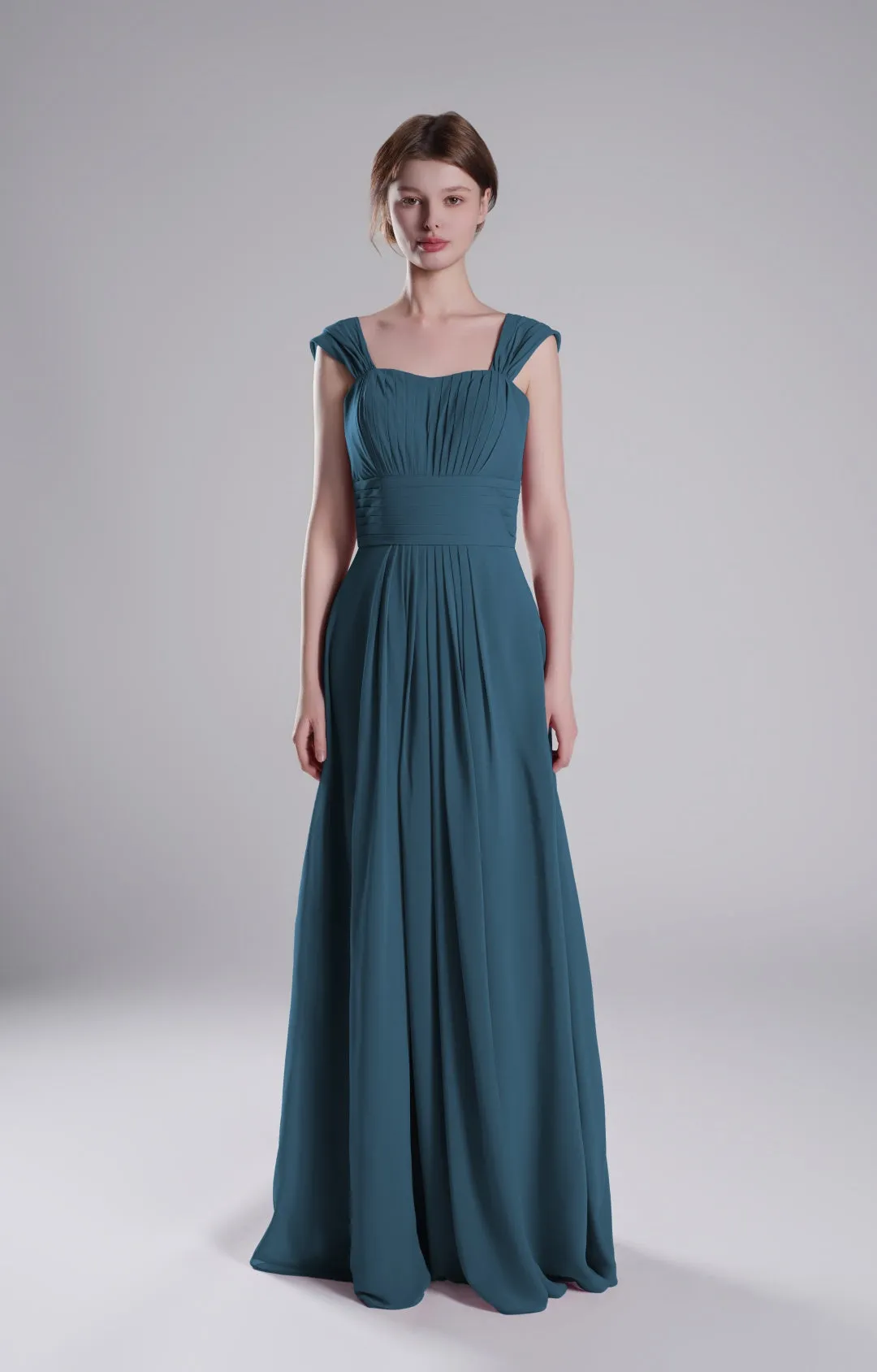 Sculpted Shoulders Pleated High Waist Dresses