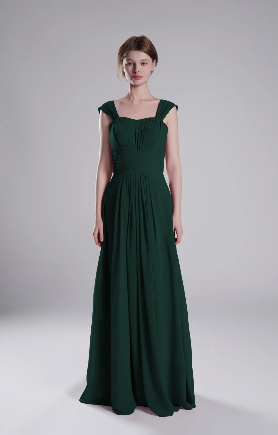 Sculpted Shoulders Pleated High Waist Dresses