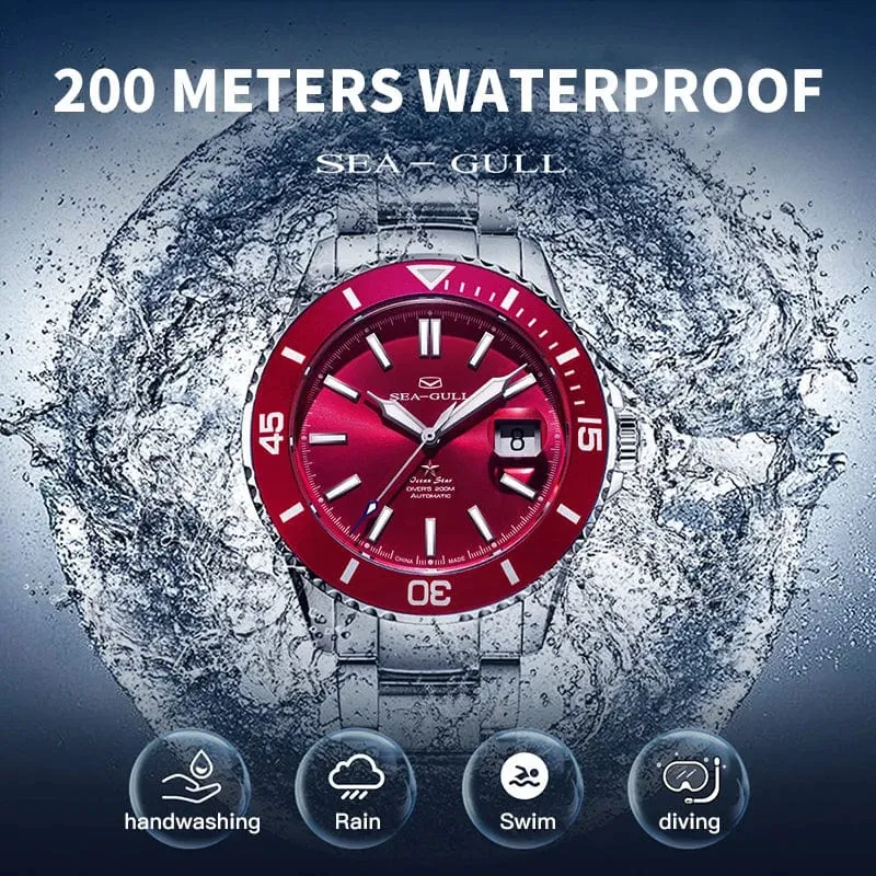 Sea- Gull Original Official World Famous  Man's Luxury Ocean Star Luminous  Wristwatch Sport 20Bar Diving Waterproof Automatic Movement