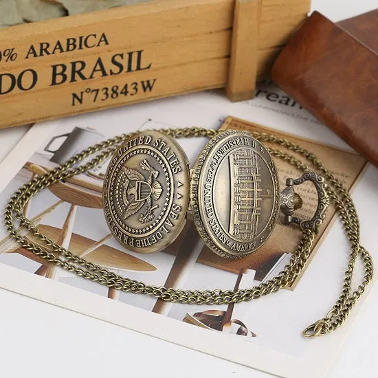 Seal of the President of The United States of America White House Donald Trump Quartz Pocket Watch