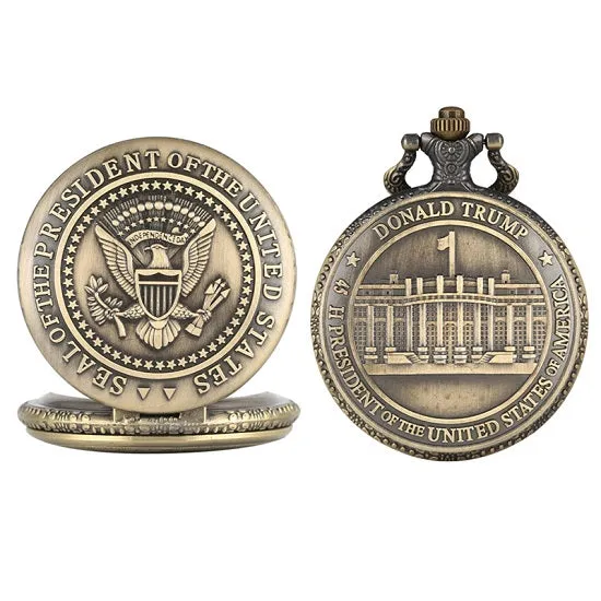 Seal of the President of The United States of America White House Donald Trump Quartz Pocket Watch