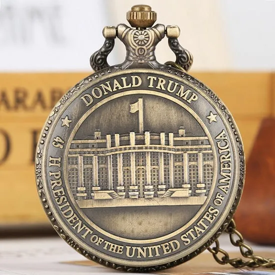 Seal of the President of The United States of America White House Donald Trump Quartz Pocket Watch