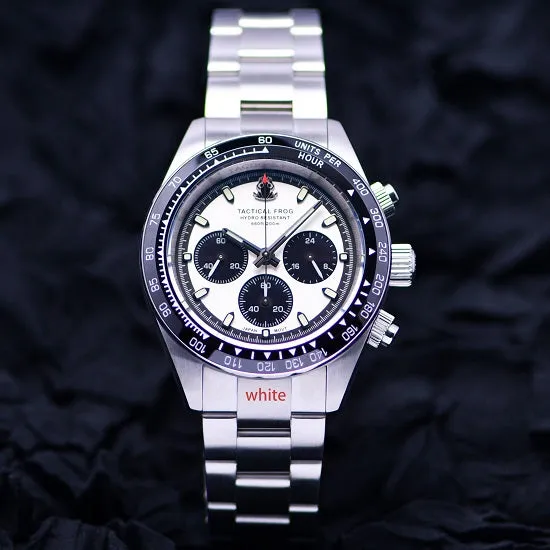Tactical Frog Divers Paradise 200 Meters Waterproof Chronograph Solar Quartz Seiko VS75B Movement Sapphire Luminous Sport Wrist Watch For Man