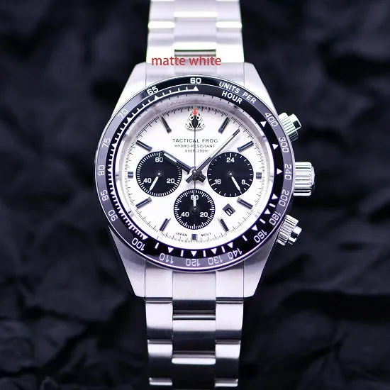 Tactical Frog Divers Paradise 200 Meters Waterproof Chronograph Solar Quartz Seiko VS75B Movement Sapphire Luminous Sport Wrist Watch For Man