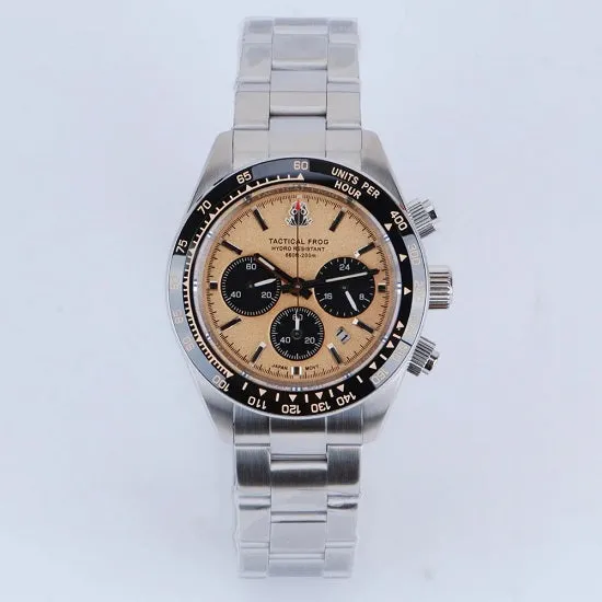 Tactical Frog Divers Paradise 200 Meters Waterproof Chronograph Solar Quartz Seiko VS75B Movement Sapphire Luminous Sport Wrist Watch For Man