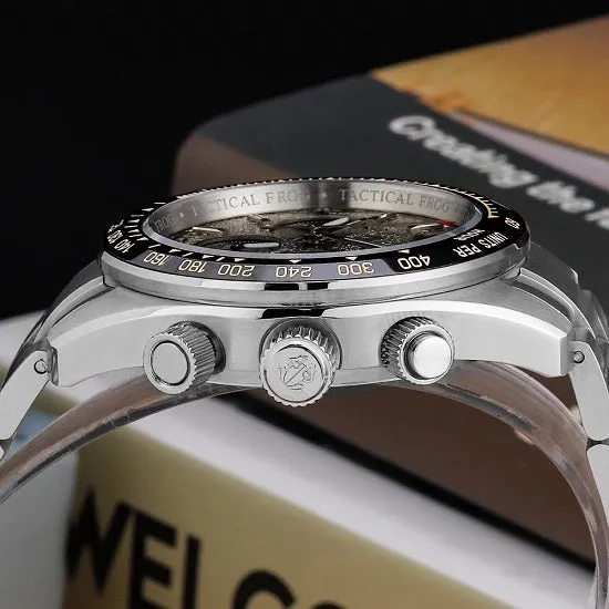 Tactical Frog Divers Paradise 200 Meters Waterproof Chronograph Solar Quartz Seiko VS75B Movement Sapphire Luminous Sport Wrist Watch For Man