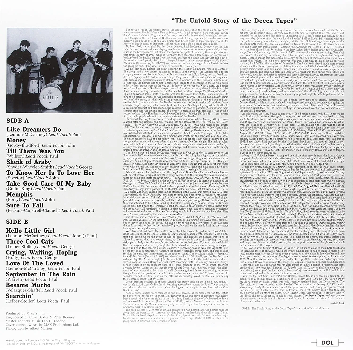The Beatles "Decca Tapes" Vinyl LP (Clear, 180G/Deluxe Gatefold, & Picture)
