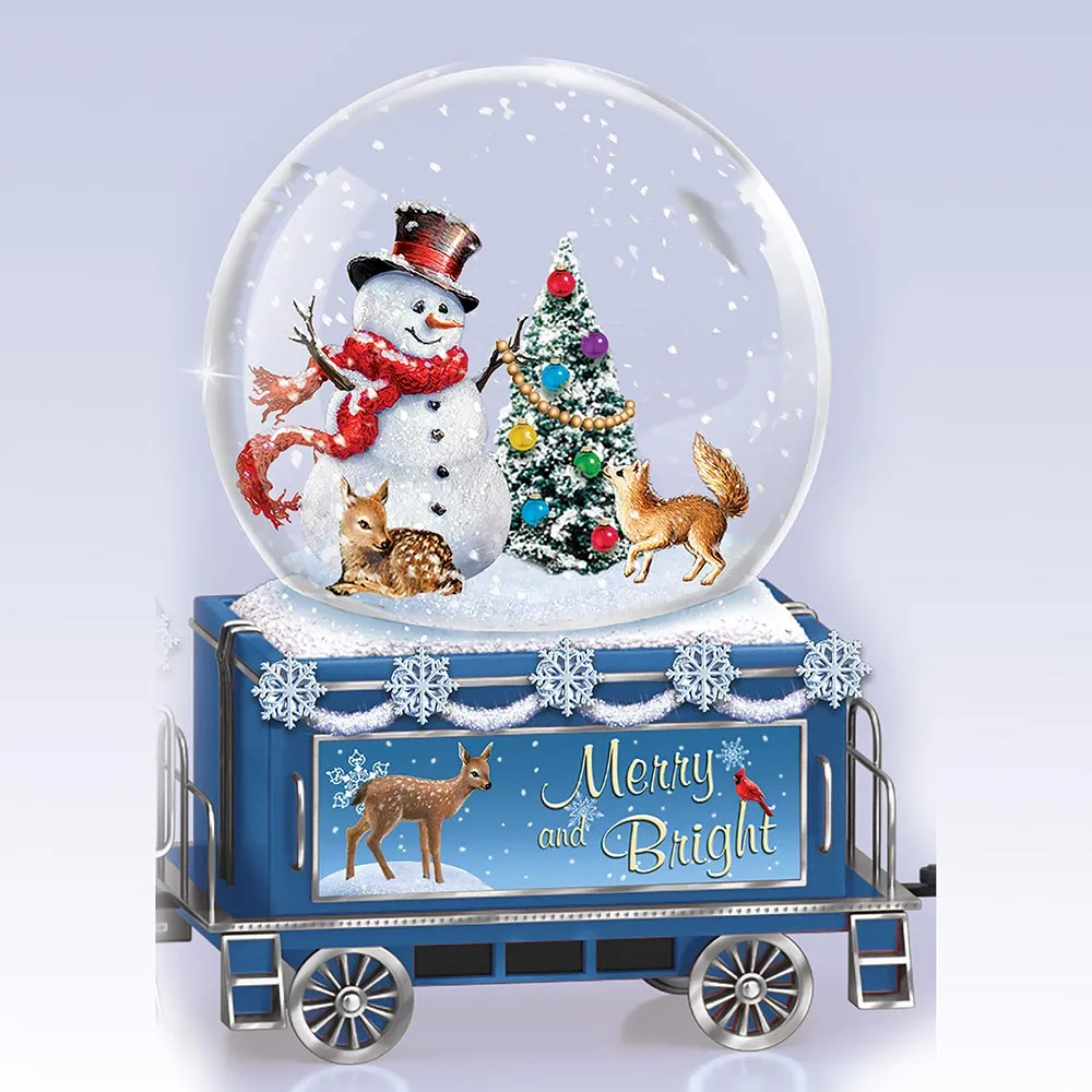 The Bradford Exchange Musical Snowglobe Train Collection: Merry and Bright Musical Snowglobe Train Issue #4 Christmas Decoration by Dona Gelsinger 4-inches