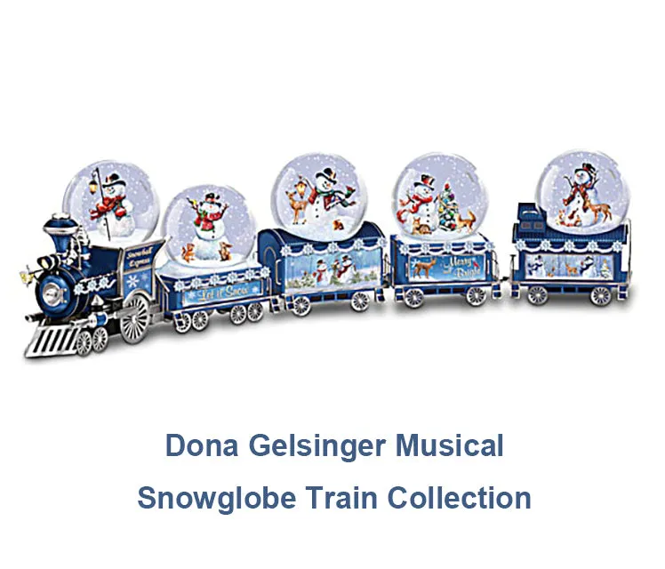 The Bradford Exchange Musical Snowglobe Train Collection: Merry and Bright Musical Snowglobe Train Issue #4 Christmas Decoration by Dona Gelsinger 4-inches