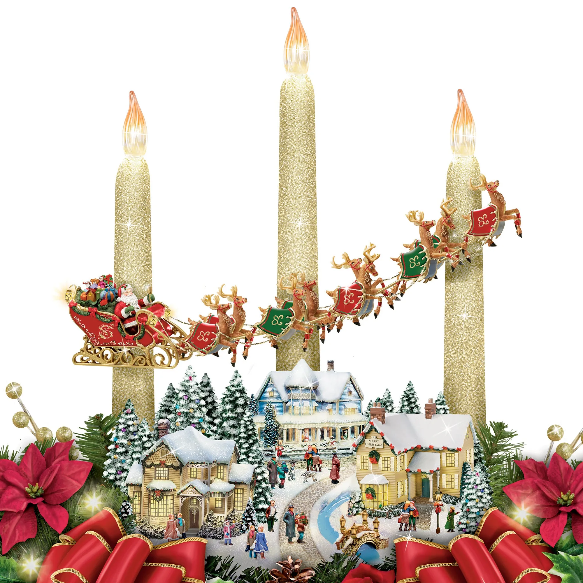 The Bradford Exchange The Lights of Christmas Always In Bloom Illuminated Table Centerpiece by Thomas Kinkade 11.73-inches