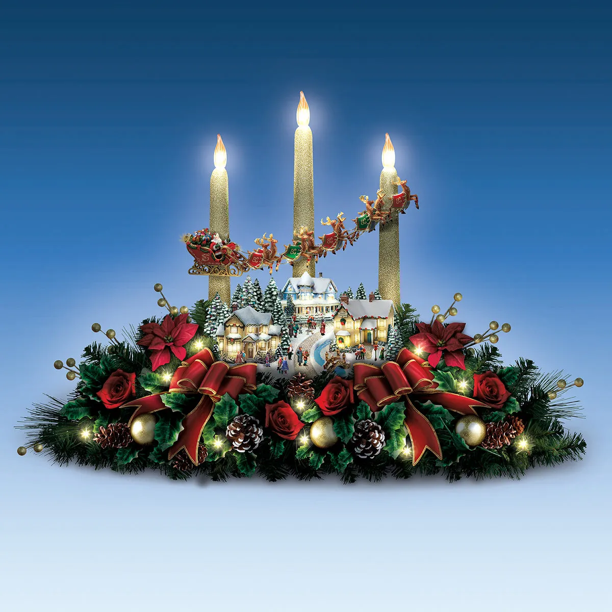 The Bradford Exchange The Lights of Christmas Always In Bloom Illuminated Table Centerpiece by Thomas Kinkade 11.73-inches
