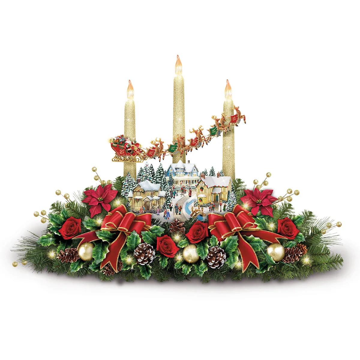 The Bradford Exchange The Lights of Christmas Always In Bloom Illuminated Table Centerpiece by Thomas Kinkade 11.73-inches