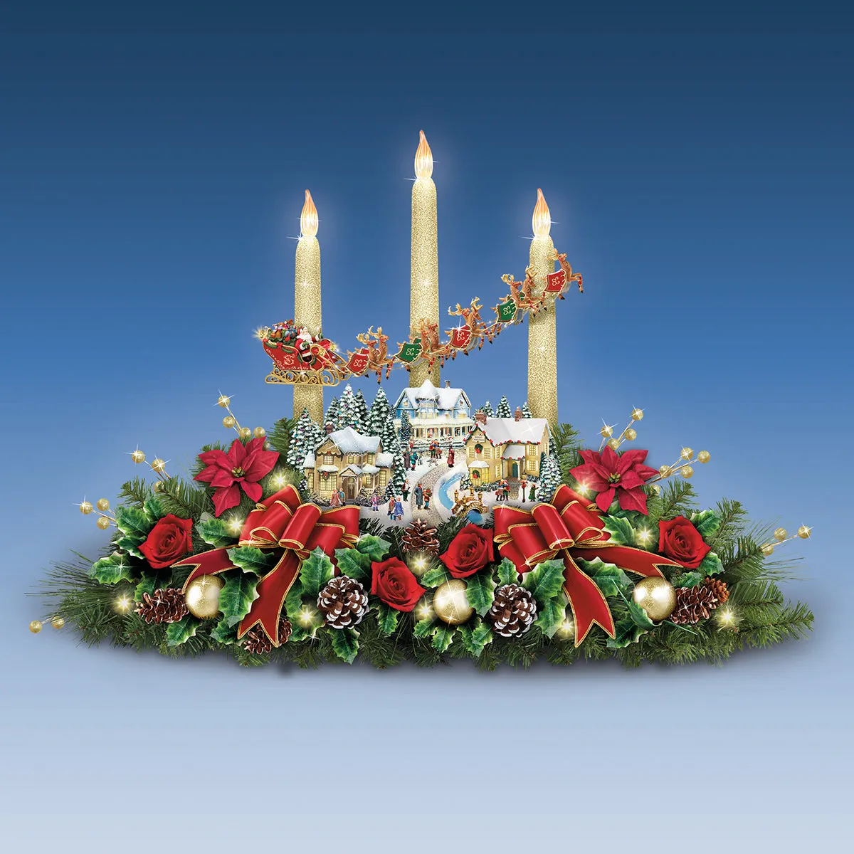 The Bradford Exchange The Lights of Christmas Always In Bloom Illuminated Table Centerpiece by Thomas Kinkade 11.73-inches
