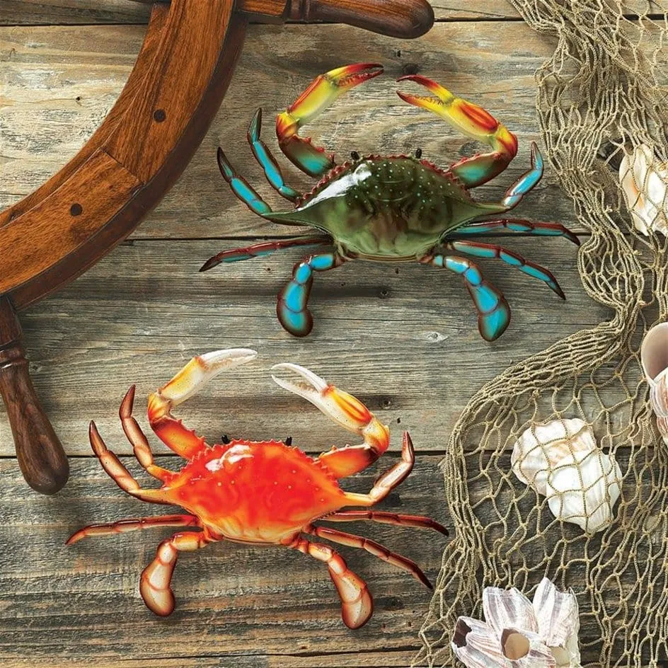Tropical Crabs Wall Sculptures: Set of Two