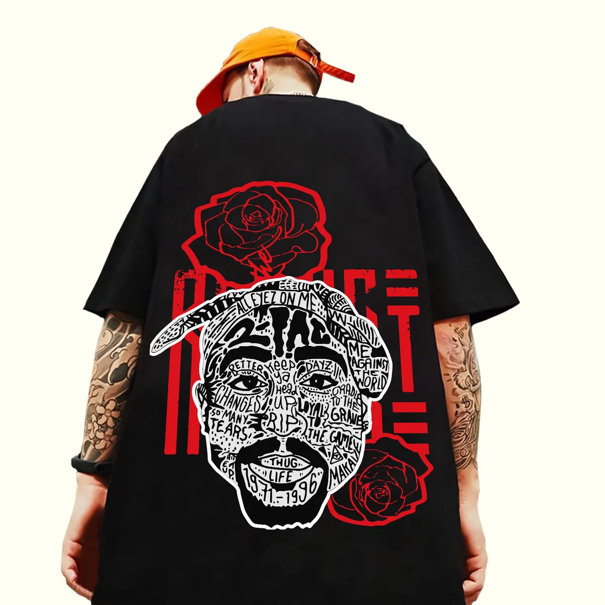 Tupac Roses Premium Oversized Tshirt