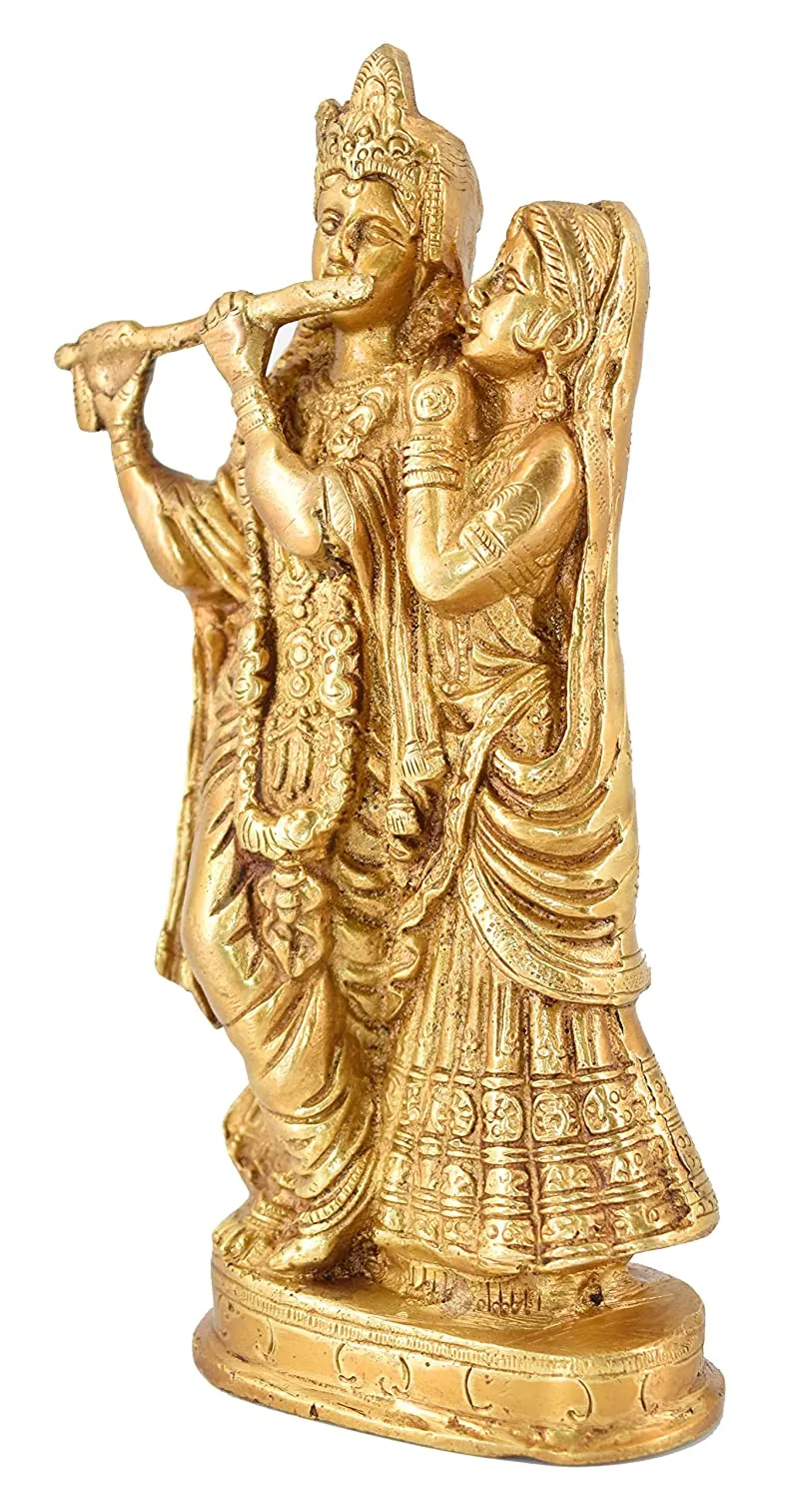 White Whale Brass Radha Krishna Idol Statue Home Decor Figurine
