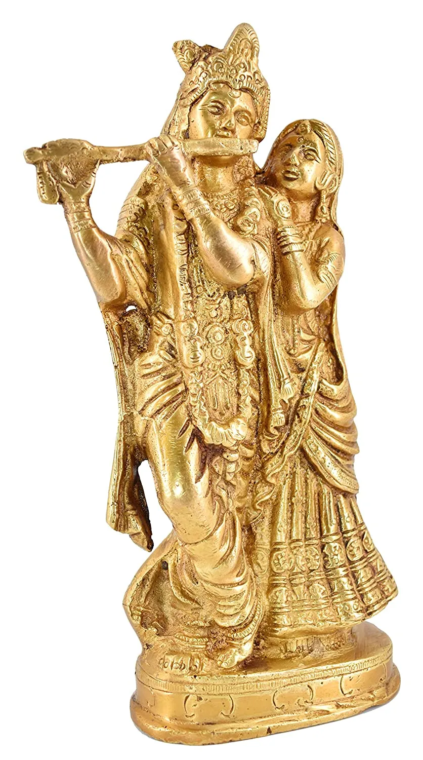 White Whale Brass Radha Krishna Idol Statue Home Decor Figurine