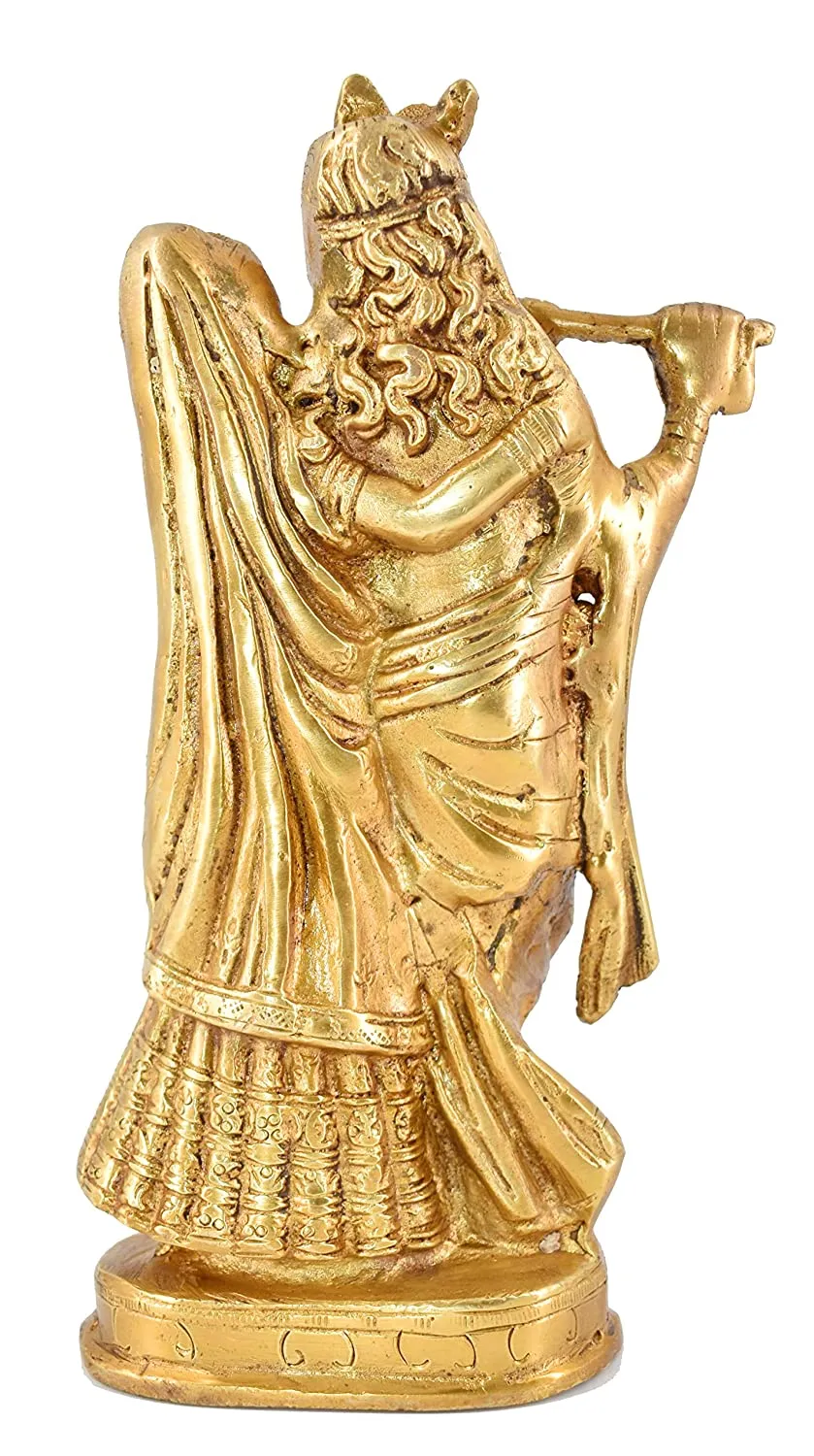 White Whale Brass Radha Krishna Idol Statue Home Decor Figurine